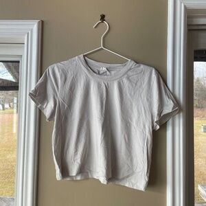 Aritzia Wilfred Cropped Cotton T-Shirt Light Grey -  Size Medium